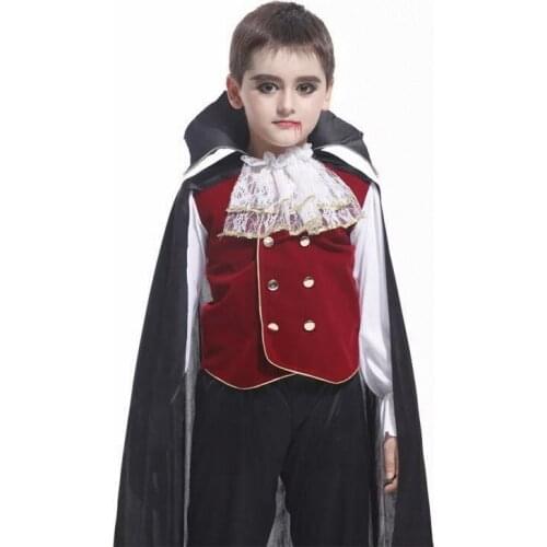 Halloween Vampire Cosplay Boy Count Dracula Full Set Costume Children Kids Carnival Party Mardi Gras Costumes Party Coat Cloak