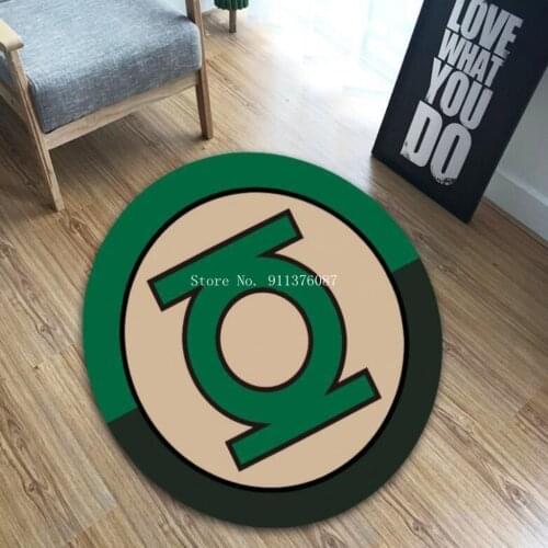 Super Hero Logo Printed Round Carpet Short Plush Child Non-slip Playmat Bedroom Living Room Rug Indoor Mat Multiple Size Decor
