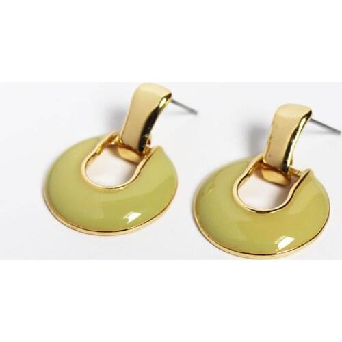 TARCLIY 2021 Summer New Geometric Hollow Metal Green Enamel Stud Earrings Women Simple Sweet Cool Temperament Alloy Jewelry