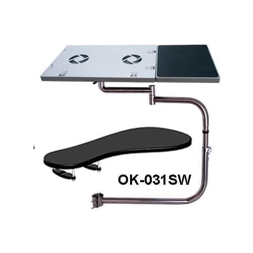 BL OK031S Multifunctional Full Motion Chair Clamping Laptop Desk Holder with Fan+ Square Mouse Pad +Chair Arm Clamping Mouse Pad