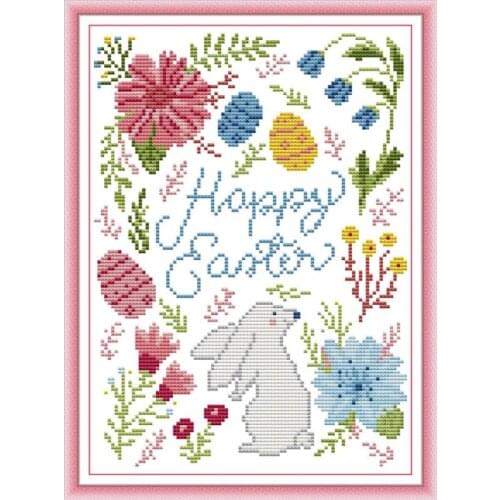 Joy Sunday Stamped Cross Stitch Kit Happy Easter Patterns 14CT 11CT Printed Counted Handmade Art Craft Embroidery Needlework Set