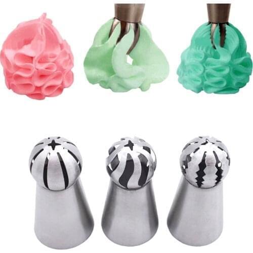 3 pcs/set Sphere Ball Shape Cream Stainless Steel Icing Piping Nozzles Pastry Tips Cupcake Buttercream Bake Tools