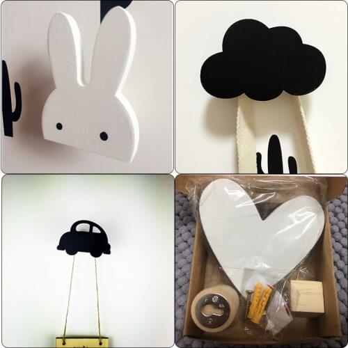 Nordic Children Room Wall Hook Childrens Room Decoration With Rabbit Wooden Hook Wall Hanging Hanger Bedroom Closet Wall Shelf