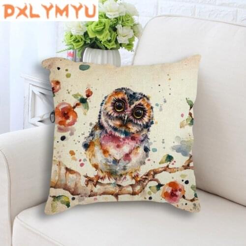 Throw pillow cushion cover watercolor bird dandelion flower owl seahorse office lumbar pillow sofa cushion pillow case cover