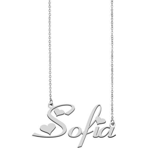 Sofia Name Necklace Personalised Stainless Steel Women Choker 18k Gold Plated Alphabet Letter Pendant Jewelry Friends Gift