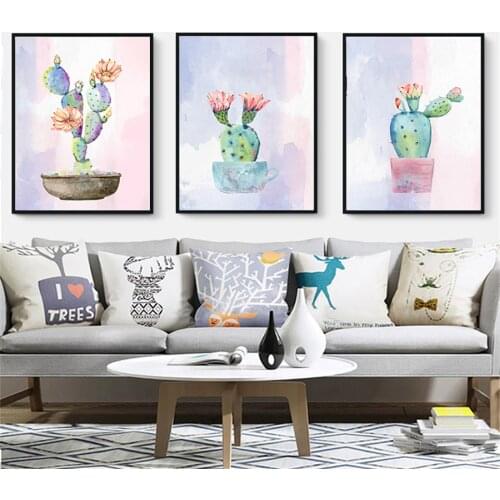 Nordic Poster Succulent Plants Posters And Prints Cactus Flower Wall Art Canvas Painting Wall Pictures For Living Room Decor
