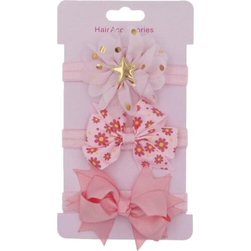 Baby headband Korean children baby hair accessories cute flowers headband child girls elastic hair bow band headwear 3pcs/lot