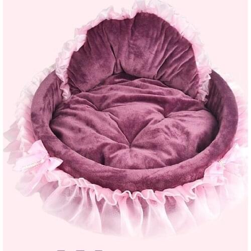 Drop Ship Lace Princess Dog Bed Soft Sofa For Small Dogs Pink Puppy House Pet Doggy Teddy Bedding Cat Dog Beds Nest Mat Kennels
