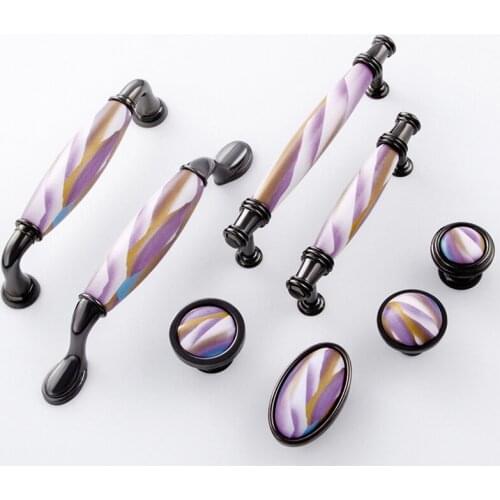 Chic colors /Ceramic Door Handles And Knobs American Furniture Handles Drawer Pulls Kitchen Cabinet Knobs and Handles With Screw