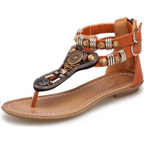 2021 Sweet Girls Fashion Sandals Bohemian Style Ladies Pearl Beach Shoes Flip Flop Women Low Heel Comfort Summer Sandalias Mujer