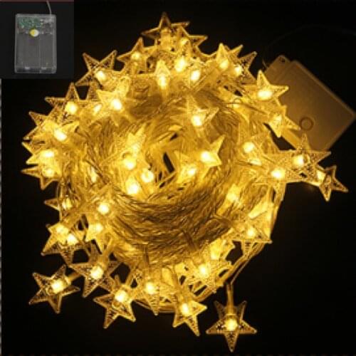 Warm White Star String Lights Battery-Powered LED Lights New Year Christmas Tree Decoration Lights for Garden Bedroom Decoration