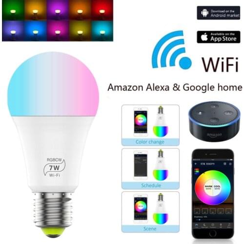 15W Smart WiFi Light Bulb E27 Dimmable LED Lamp APP Smart Wake up Night Light Compatible with Amazon Alexa Google Home