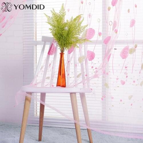 Leaves Sheer Curtain Tulle Window Treatment Voile Drape Valance Beautiful Tortoise Leaves Printed Tulle For Living Room Decor