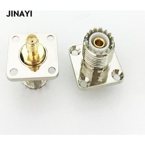 UHF SO239 female jack to SMA female jack 4 Holes flange mount RF adapter connector