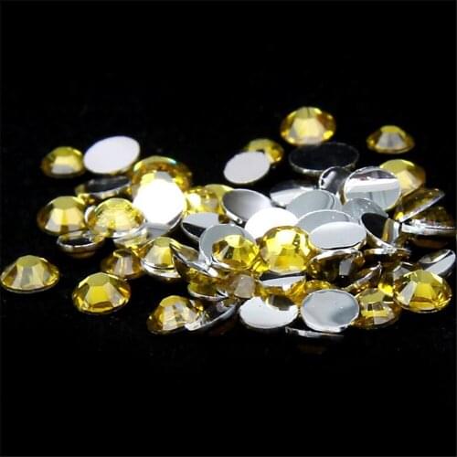 2MM 3MM 4MM 5MM 6MM Bling Citrine Yellow Color Resin Rhinestones Hand Craft Flatback Resin Stone Garment&Nail Arts Decoration