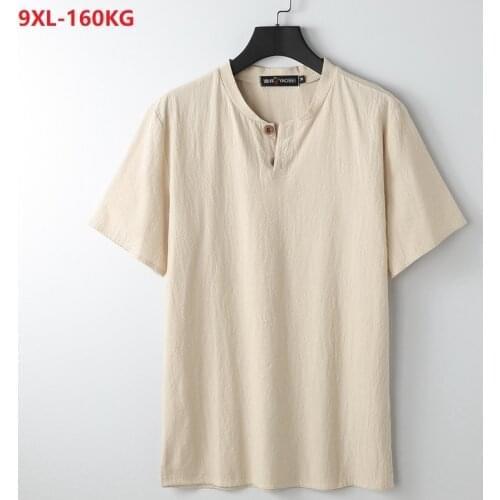 High quality summer t-shirts men short sleeve plus size linen cotton Chinese style vintage tees oversize loose tops navy blue 70