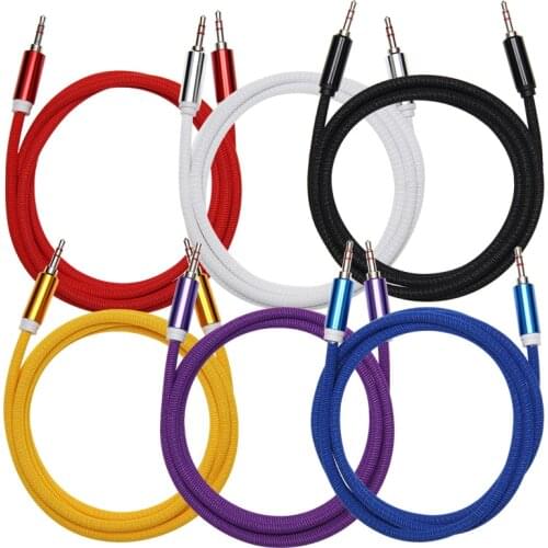 Good Quality AUX Textile Durable 3.5mm Male To Male Audio Cable Plug Audio Cable for Mp3 Speaker Car Palyer 1.5M 50pcs/lot