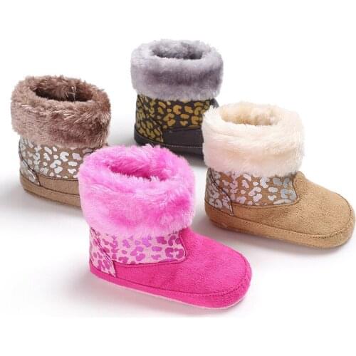 Winter Lovely Warm Fleece Style Boots Anti-skid Cack Shoes New Unisex Snow Kids Baby Girls Boys Round Toe Ankle Flat with Buckle