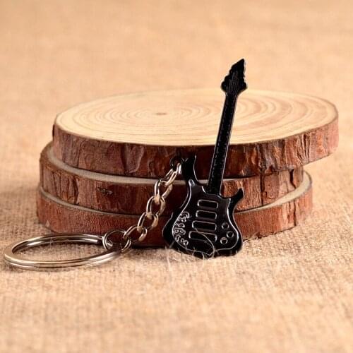 1PC Guitar Keychain Creative Design Bass Guitar Musical Instrument Keychain Gift Fashion Pendant Metal Craft MY 011