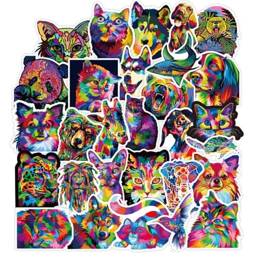 50PCS Colorful Animals Graffiti Stickers DIY Motorcycle Travel Luggage Guitar Skateboard Cool Sticker Decal for Kid Toy Gift