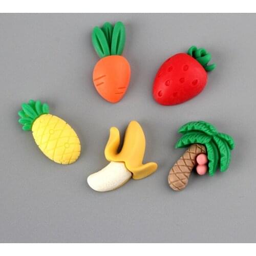 10Pcs/lot Strawberry Banana Fruit Resin Flat back Cabochon Miniature Food Art Supply Decoration Charm Craft DIY Scrapbooking