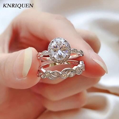 100% Genuine Silver Simulated Moissanite Zircon Diamond Wedding Rings for Women Engagement Bridal Ring Sets Fine Jewelry Gifts