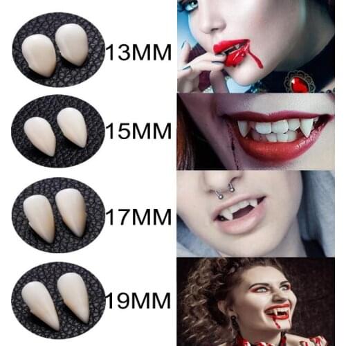 100Set/Lot 2Pcs/Set Halloween Vampire Dentures Zombie Dentures Point Small Canine Teeth Cosplay Care Oral Cleaning HA2083