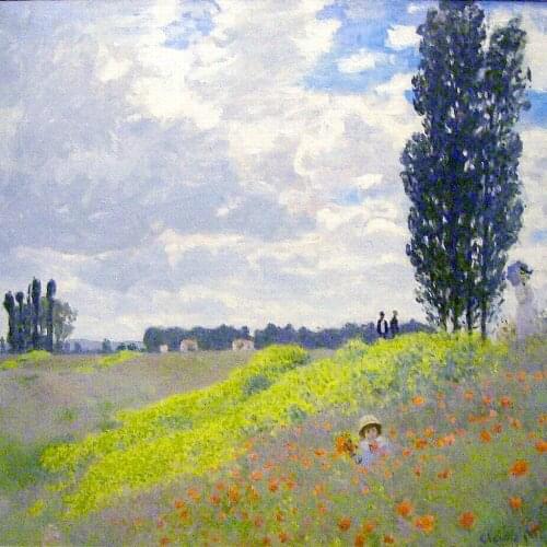 100% handmade landscape oil painting reproduction on linen canvas,walk-in-the-meadows-at-argenteuil by claude monet