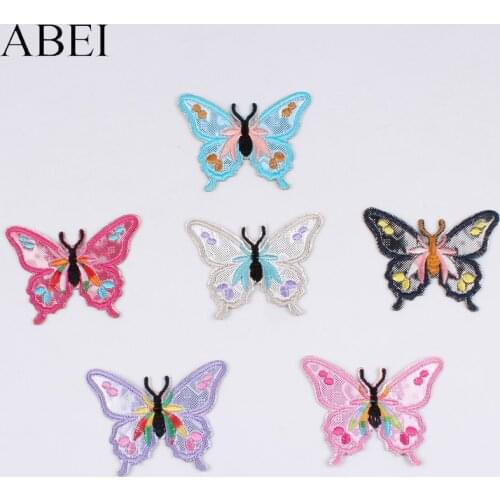 12pcs/lot Beautiful Butterfly Patch Mix 6 Colors Animal Stickers For Sewing Accessories DIY Iron On Clothes Appliques badge