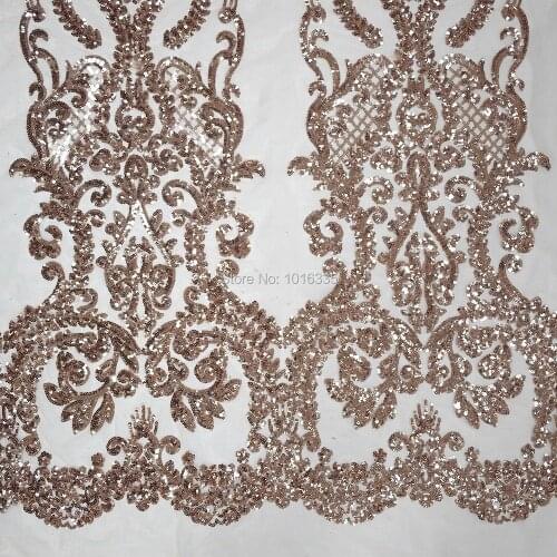 2020 rose gold sequin net embroidery fabric sequin african fabric HY0669-10