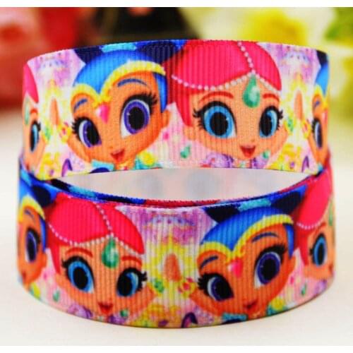 22mm 25mm 38mm 75mm Ruban satin Shimmer and Shine Cartoon Character printed Grosgrain Ribbon party decoration X-01988 10 Yards