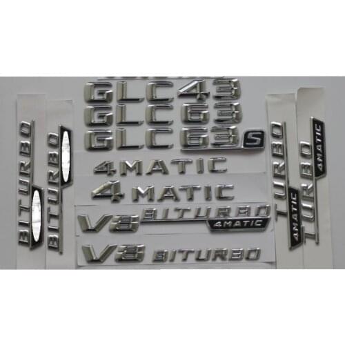 3D Chrome Trunk Letters Badge Badges Emblem Emblems Sticker for Mercedes Benz GLC43 GLC63 GLC63s AMG 4MATIC