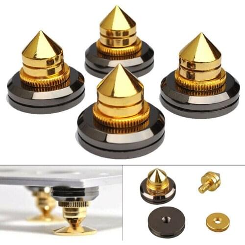 4Pcs Shockproof Speaker Spike Golden Stand Feet Cone Base Pads for Subwoofer CD Audio Amplifier HIFI Speaker Accessories