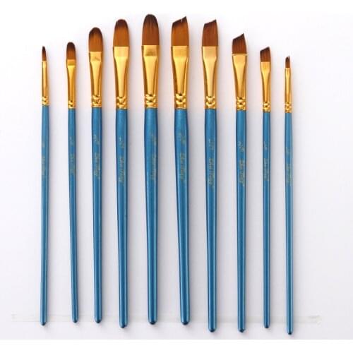 5Pcs Blue Rod Paint Brushes Set Nylon Painting Brush Oil Acrylic Brush Watercolor Pen High Quality Professional Art Supplies