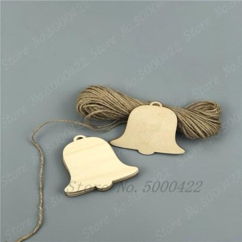 50pcs Christmas Bell Wood Card Hanging Wooden Tags Christmas Ornaments Christmas for Home Xmas Tree Decor Birthday Card