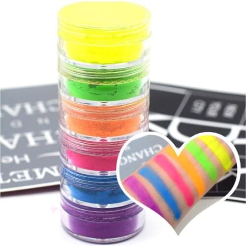 6 Color Lasting Shimmer Eyeshadow Pigment Nails Glitter Powder Super Shine Neon Powder Polishing Chrome Nail Art Decorations