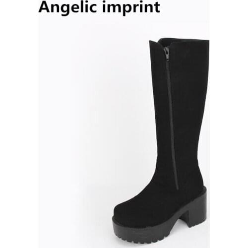 Angelic imprint mori girl Women motorcycle punk boots lady high heels lolita shoes woman princess dress party pumps 8cm 35-40 39