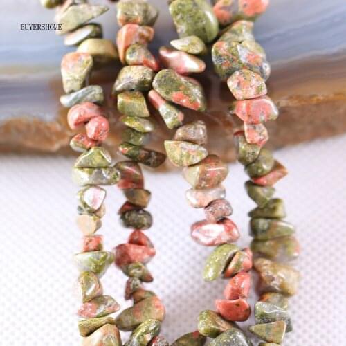Loose Beads 5-8MM Irregular Shape Freeform Chip Natural Stone Unakite Epidote For Jewelry Making DIY Necklace String 35" S013