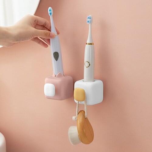 Ins Electronic Toothbrush Holder Punching-free Wall Decorative Toothbrush Organizer Rack Bathroom Accessories Tower Hanger Hook