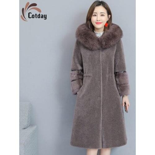 Cotday Long Large Size Thick Office Style Lady Coat Women Loose Autumn And Winter New Large Collar Temperament Mink Fur Coat