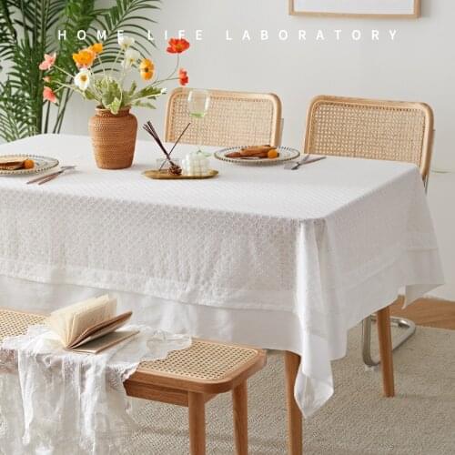 European White Lace Tablecloth Rectangular Table Cloth for Wedding Party Hotel Luxury Dinning Table Cover American Table Decor
