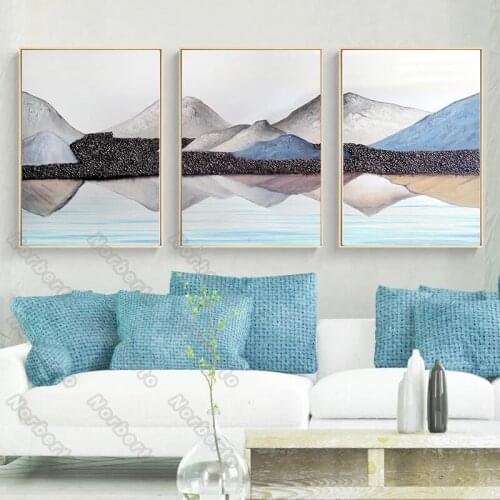 Nordic Style Canvas Painting Poster Art Natural Landscape Consecutive Gunsan Light Blue Sea Water for Home Rooms Wall Decoration