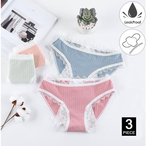 3 Pcs/lot Leak Proof Menstrual Panties Physiological Pants Women Underwear Period Cotton Waterproof Briefs set Dropshipping