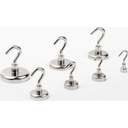 100Pcs/Lot Magnetic Hooks Power Hook Magnet Holder Super Heavy Neodymium Rare Earth Suction For Cup Key Wholesale LZ1712