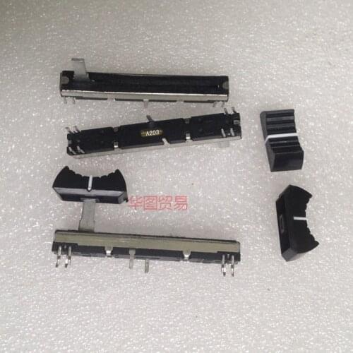 8pcs Long 60mm Mixer Black Straight Slide Potentiometer Fader A20K A203 Stereo Dual 20KA Fader / Can Replace for Panasonic Fader