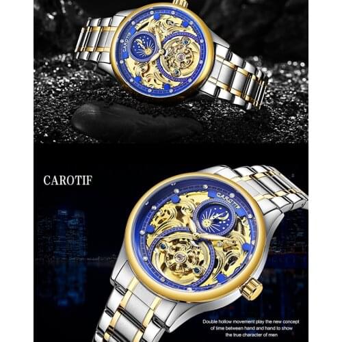 Karotif Watch MenS Watch Fashion Full Automatic Mechanical Watch Hollow Watch Large Dial Waterproof Watch