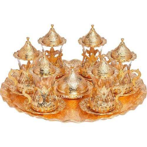 BEVERAGE SET - YELLOW - SILVER TEA SET WITH TRAY - LIGHTER - YELLOW YOUR ELEGANT PATTERNED SET FREE SHIPPING