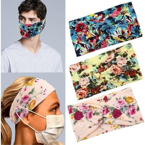 New Fashion Unisex Elastic Wide Mask Button Hair Band Yoga Sports Sweat Headband Hair Accessories Headdress