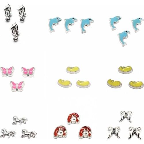 Newest 10pcs/lot Hippo Butterfly Fioating Charms Metal Living Giass Lockets Braceiet Charms Neckiace