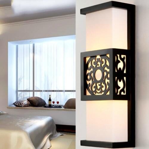 New Chinese style living room bedroom bedside corridor lighting solid wood art sheepskin antique lamps Chinese style WF12261008
